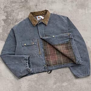 Carhartt Blue Duck Canvas Detroit Pearl USA Union Blanket Line Corduroy Collar L